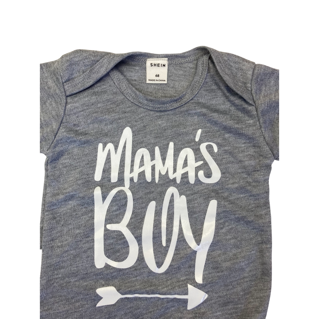 6M Grey & White "Mama's Boy" Bodysuit - Shein