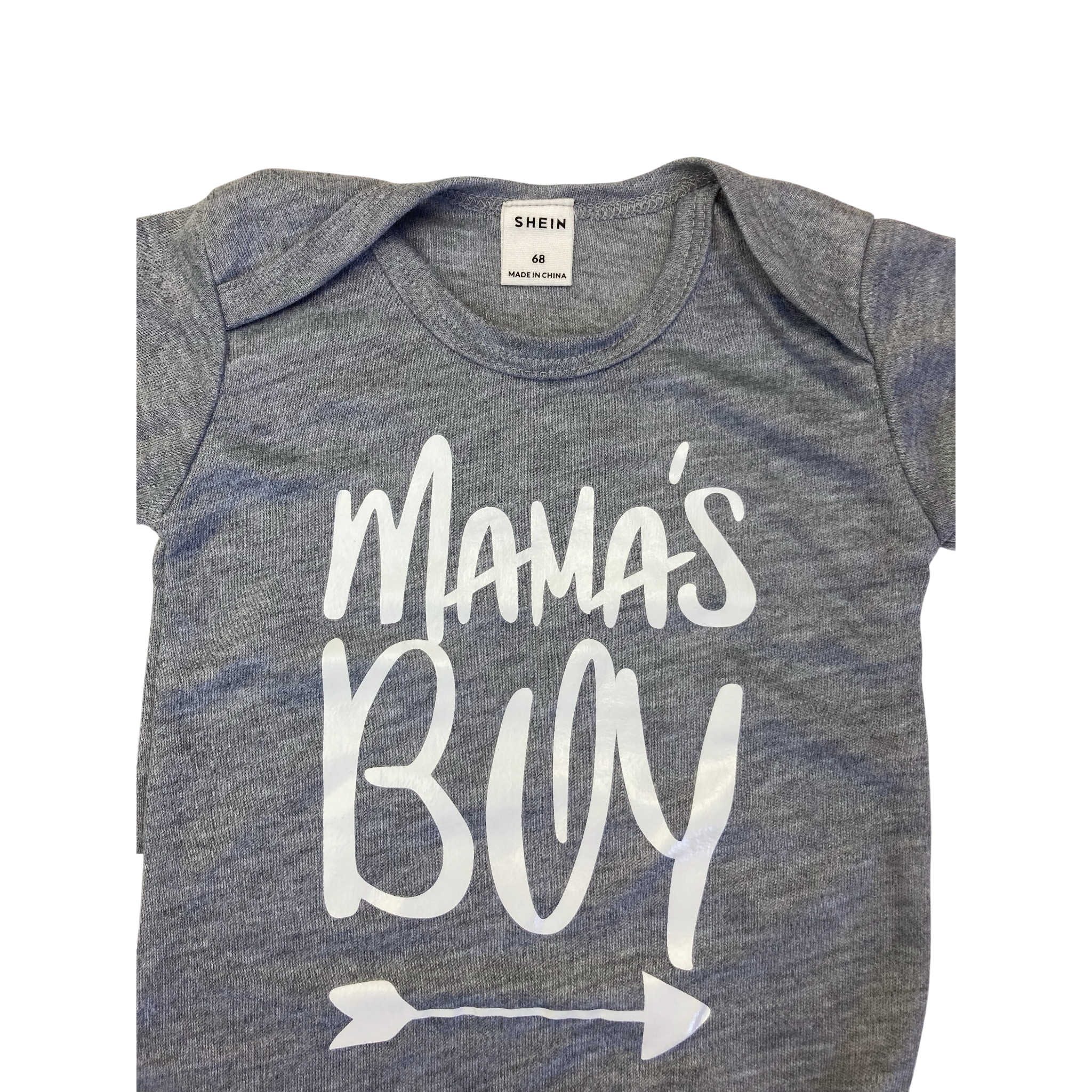 6M Grey & White "Mama's Boy" Bodysuit - Shein
