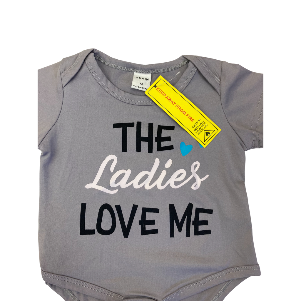 3M Grey "Ladies Love Me" Bodysuit - Shein