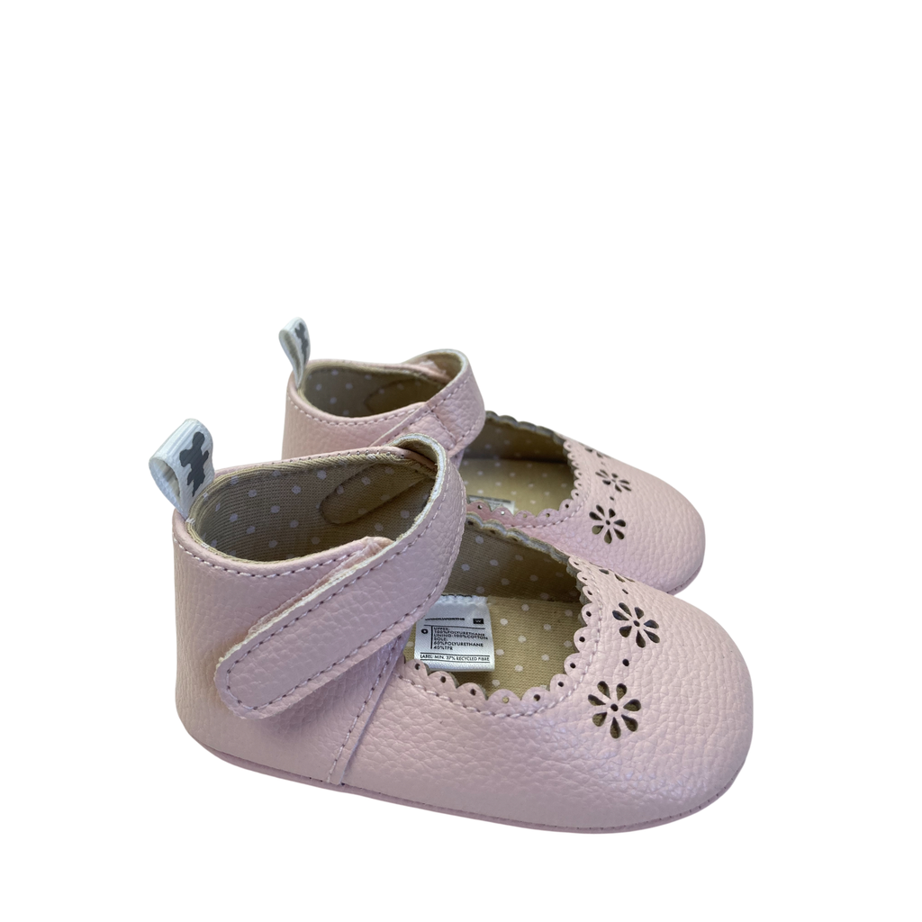 Size 0 - Light Pink Daisy Laser Cut Soft Sole Pumps - Woolworths