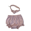 18-24M Light Pink Eyelet Trim Bloomer & Headband - Keedo