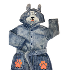 18-24M Dusty Blue Fleece Puppy Dressing Gown - Woolworths