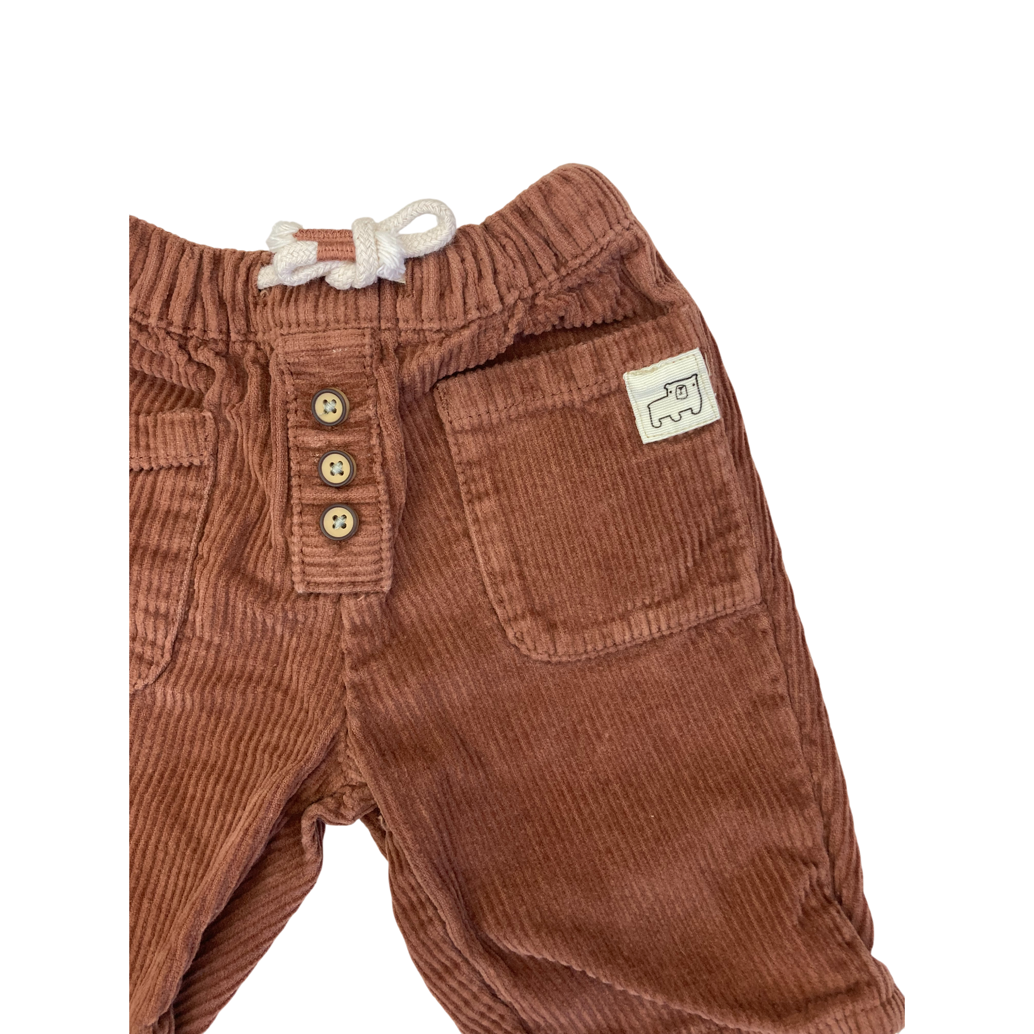 1-3M Tan Brown Corduroy Drawstring Pants - Woolworths