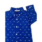 12-18M Dark Blue & White Paper Plane Button Shirt - Earthchild