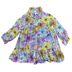 2-3Y Floral rayon layered dress long sleeve - kds