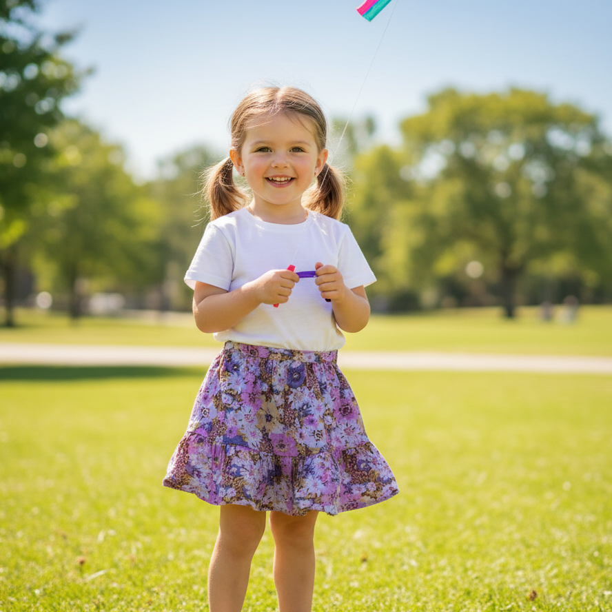 4-5Y Floral viscose & linen layered skirt - Cotton On