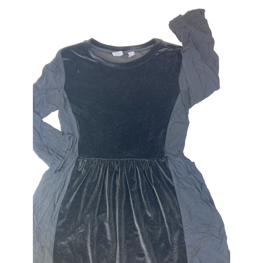 8Y Black Viscose & Velvet Dress - Gap