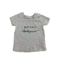 0-3M Grey Melange "But First" T-shirt - Cotton On