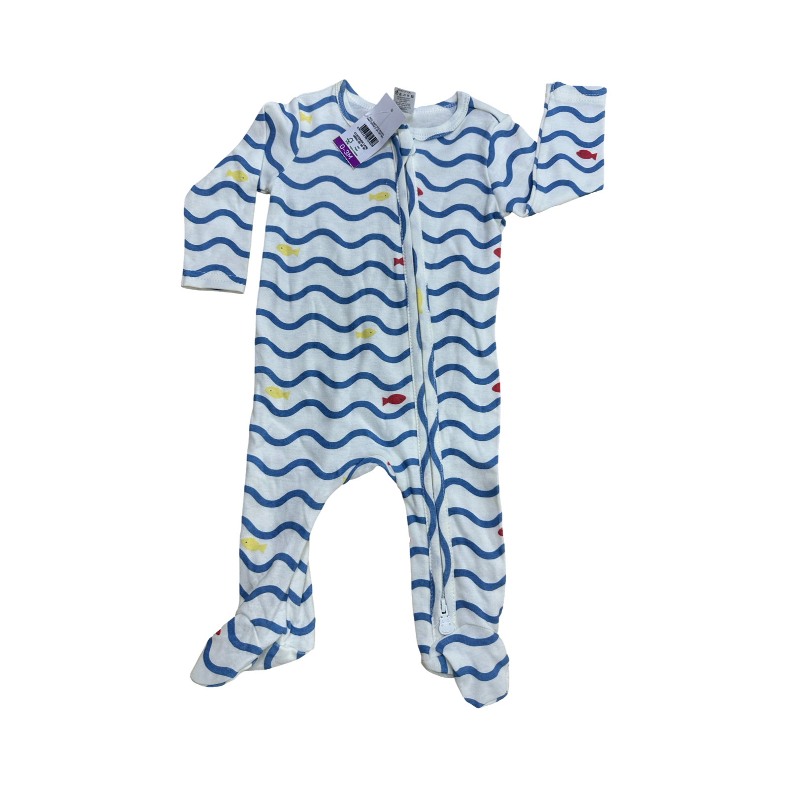 NEW 0-3M Fish theme long onesie - PNP