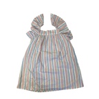 7Y White Pastel Stripe Flutter Sleeve Dress