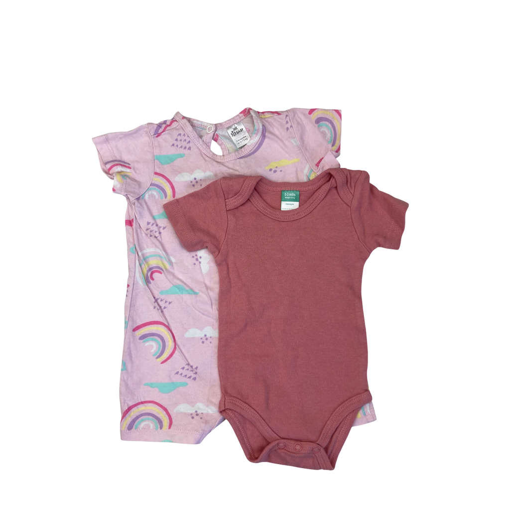 0-6M Pink Bodysuit & Rainbow Romper - Jet, Ackermans