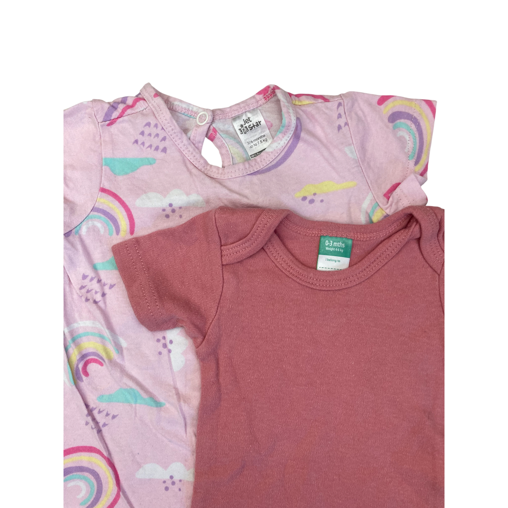 0-6M Pink Bodysuit & Rainbow Romper - Jet, Ackermans