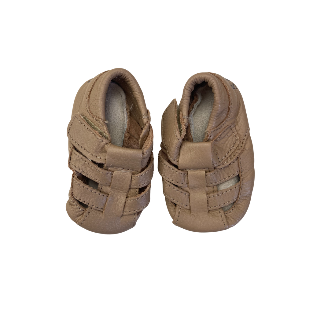 0-3M Beige Leather Soft Sole Sandals - Keedo