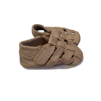 0-3M Beige Leather Soft Sole Sandals - Keedo