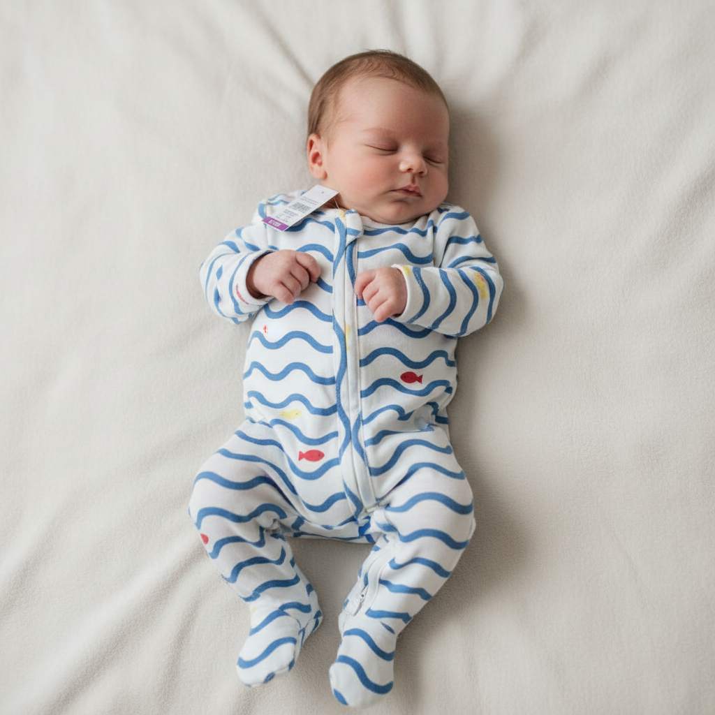 NEW 0-3M Fish theme long onesie - PNP