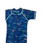 3-6M Navy Blue Sealife Zip Front Swimsuit - Woolworths