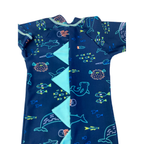 3-6M Navy Blue Sealife Zip Front Swimsuit - Woolworths