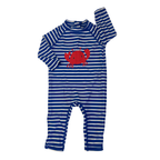 6-9M Blue & White Stripe Crab Swimsuit - Marks & Spencer