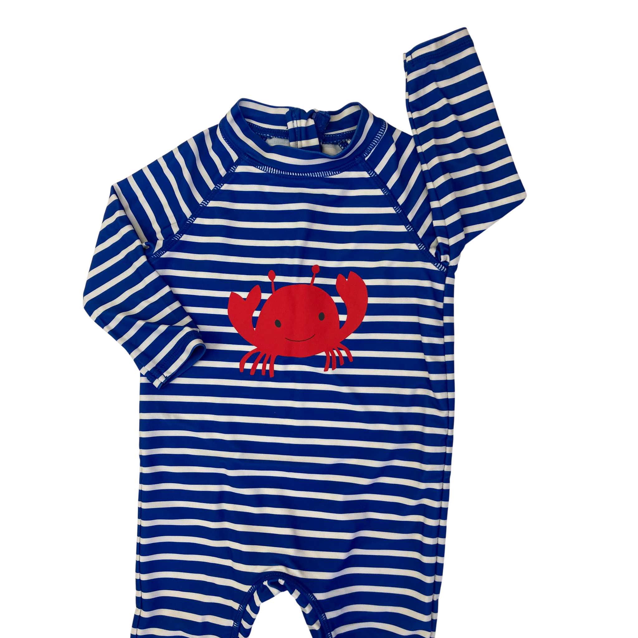 6-9M Blue & White Stripe Crab Swimsuit - Marks & Spencer
