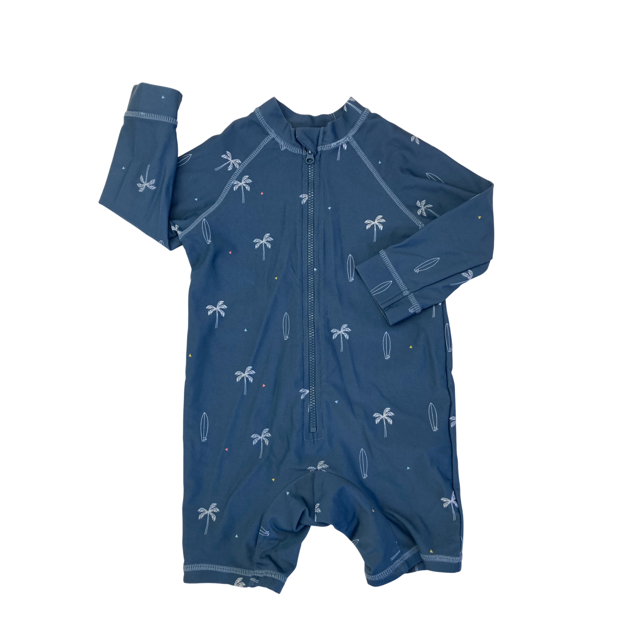 12-18M Dusty Blue Summer Icon Swimsuit - Cotton On