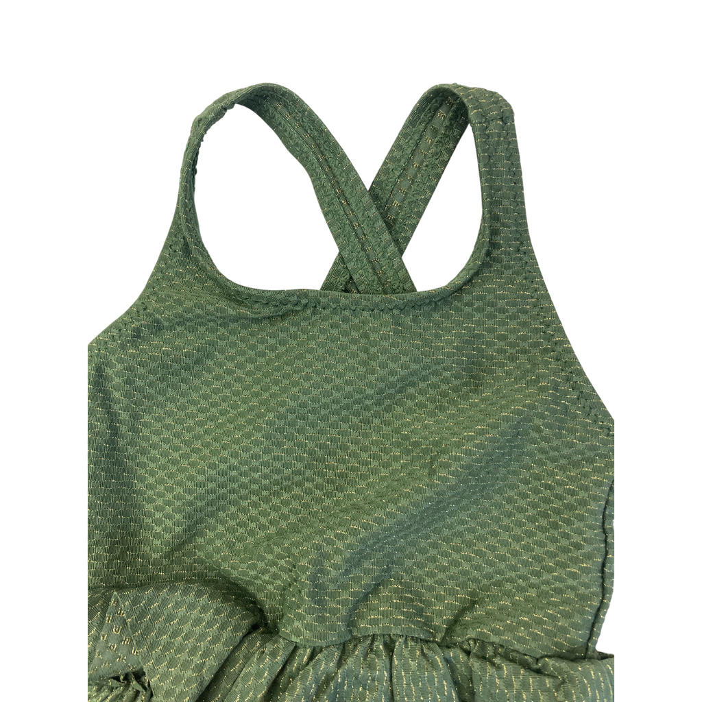 3-6M Green & Gold Strappy Peplum Swimsuit - Hema