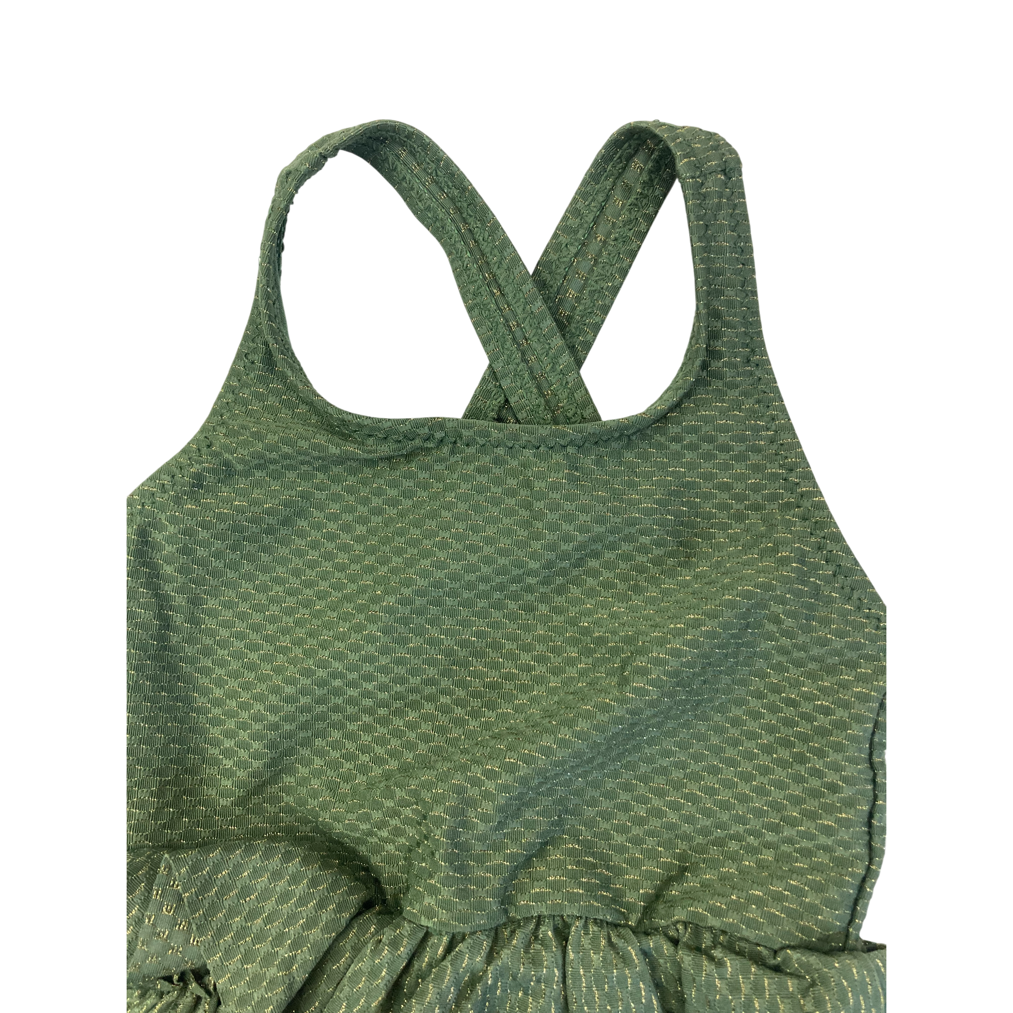 3-6M Green & Gold Strappy Peplum Swimsuit - Hema