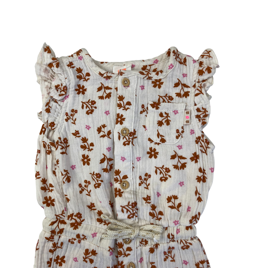 6M Cream Floral Cotton Gauze Button Down Playsuit - Hema
