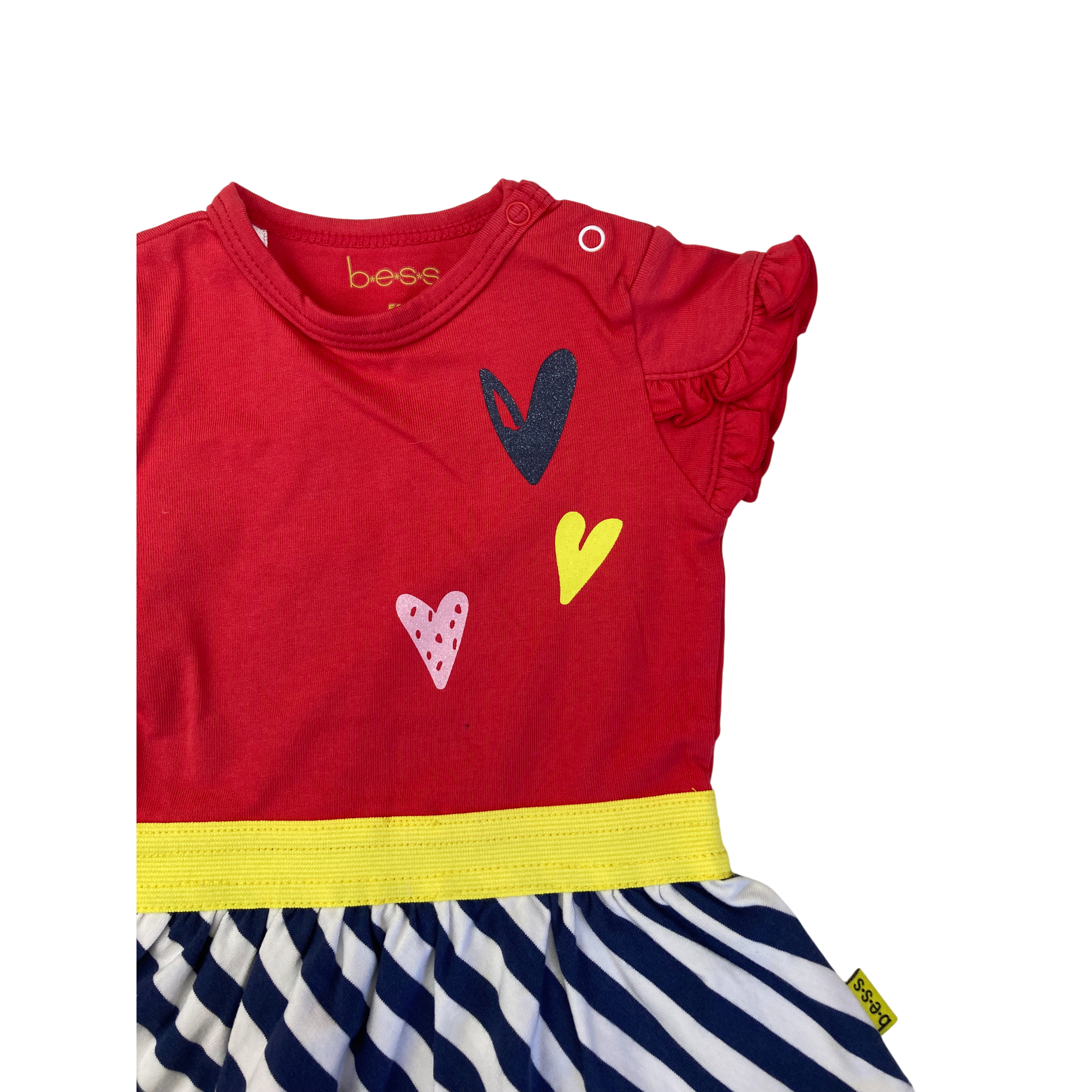 Newborn Red & Navy Stripe Easywaist Dress - Bess