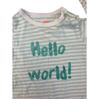 Newborn White & Green Stripe "Hello World" Long Sleeve T Shirt - Hema