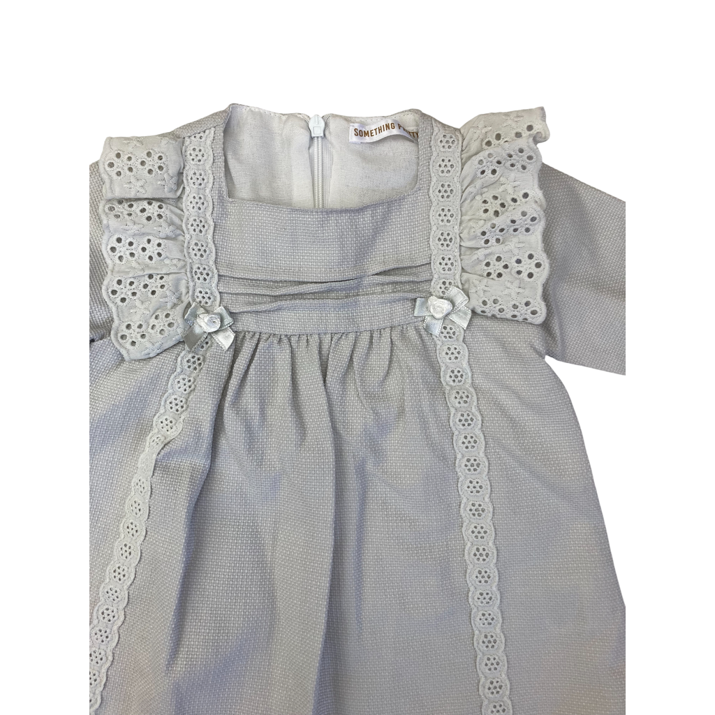 6M Grey Textured Long Sleeve Detail Dress - Mymio Baby
