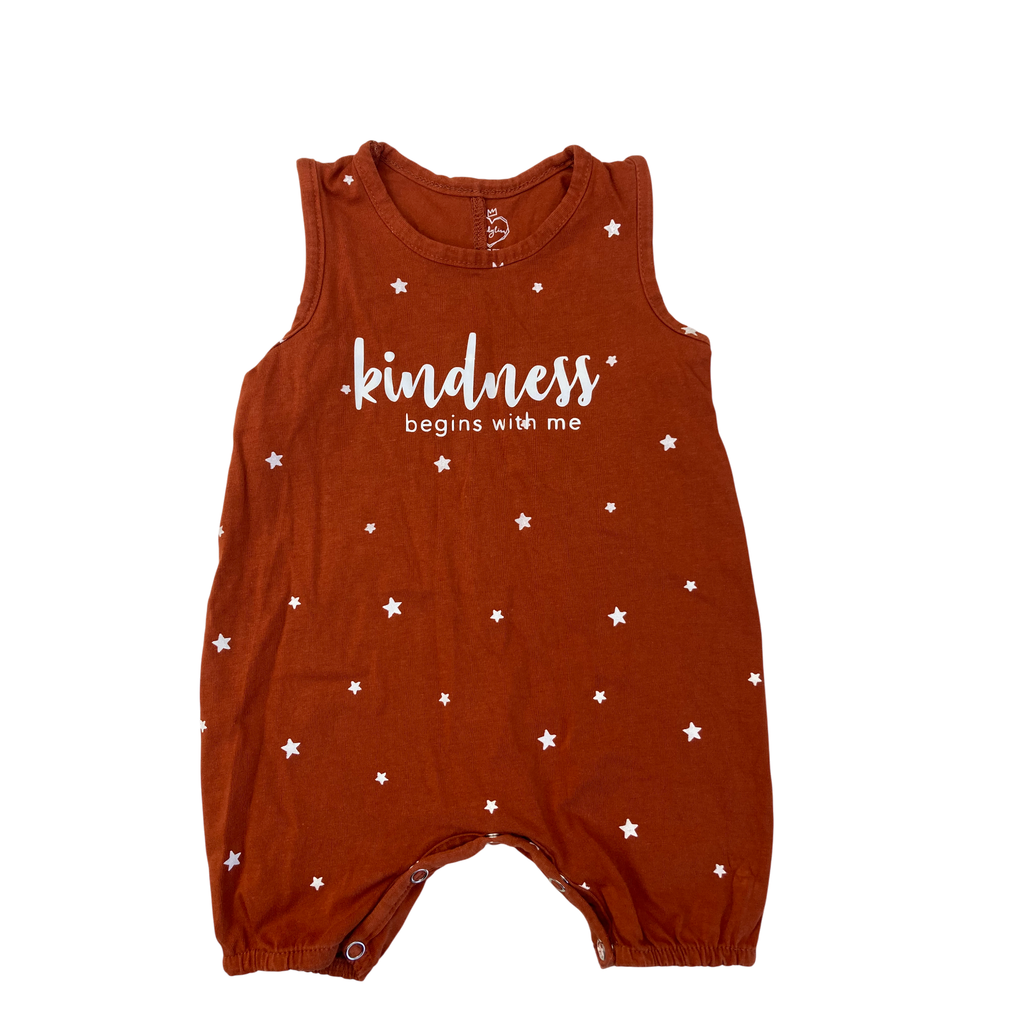 0-3M Rust & White Starry Kindness Sleeveless Romper - Dandy Lion