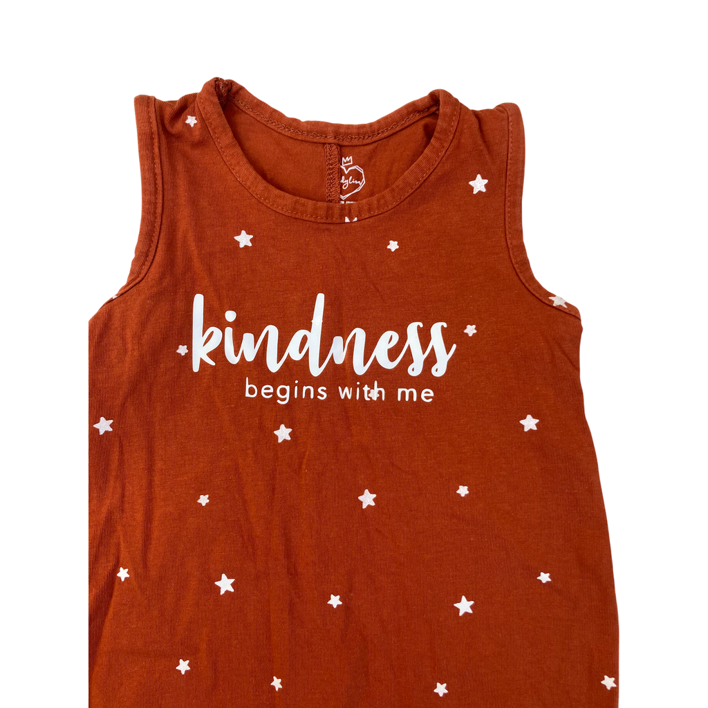 0-3M Rust & White Starry Kindness Sleeveless Romper - Dandy Lion