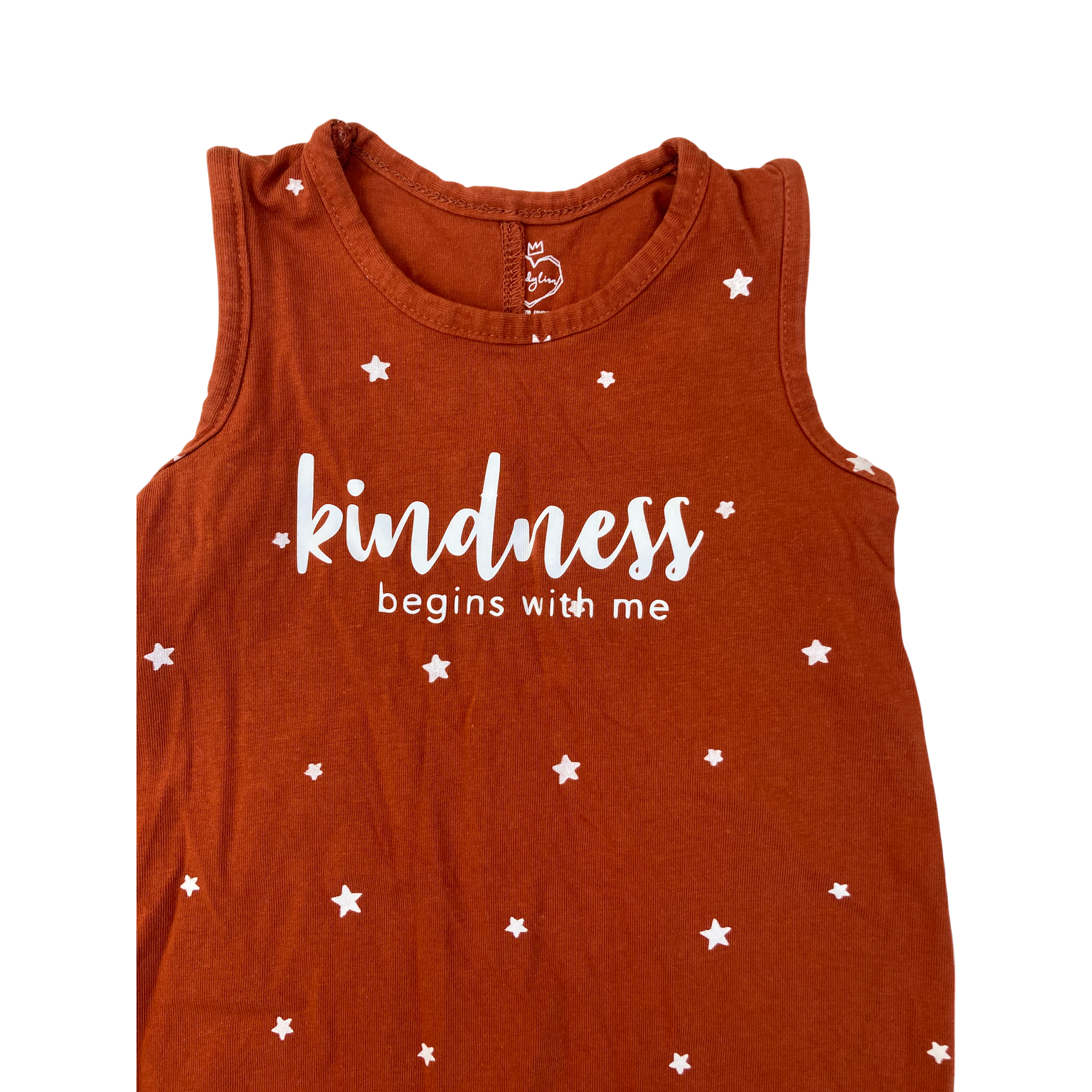 0-3M Rust & White Starry Kindness Sleeveless Romper - Dandy Lion