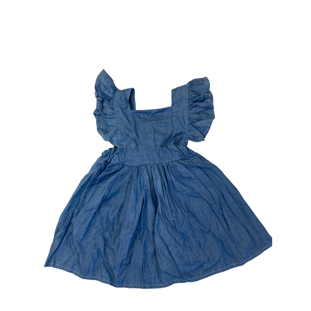 6-12M Mid Blue Denim Pinafore Dress - Dandy Lion