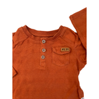 3-6M Orange Textured Henley Long Sleeve T Shirt - Woolworths