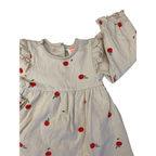 2M Cream & Red Apple Cuffed Sleeve Dress Romper - Hema