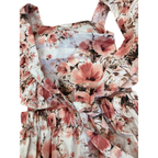 6-12M Cream & Pink Floral Overall Romper - Dandy Lion