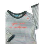 1M White & Green Stripe "You're So Welcome" Long Sleeve T Shirt - Hema