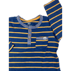 6-12M Navy Blue & Yellow Stripe Long Sleeve Henley - Woolworths