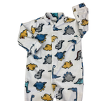 1-3M White Dinosaur Velour Snap Onesie - Woolworths
