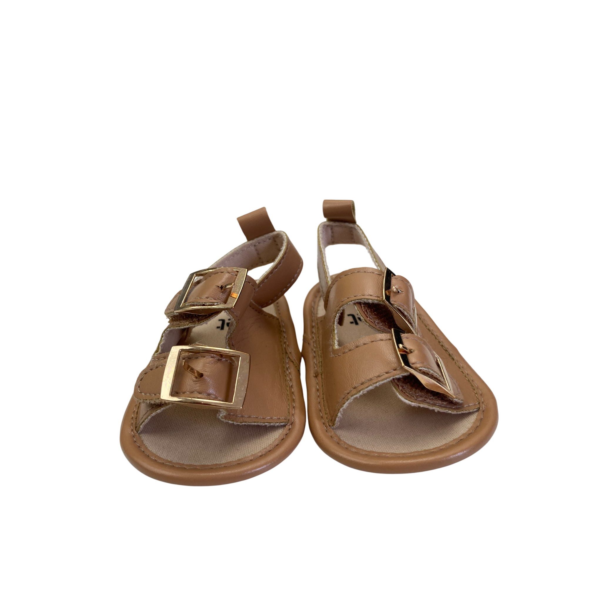 Size 0 - Tan Pleather Double Buckle Sandals - Jet