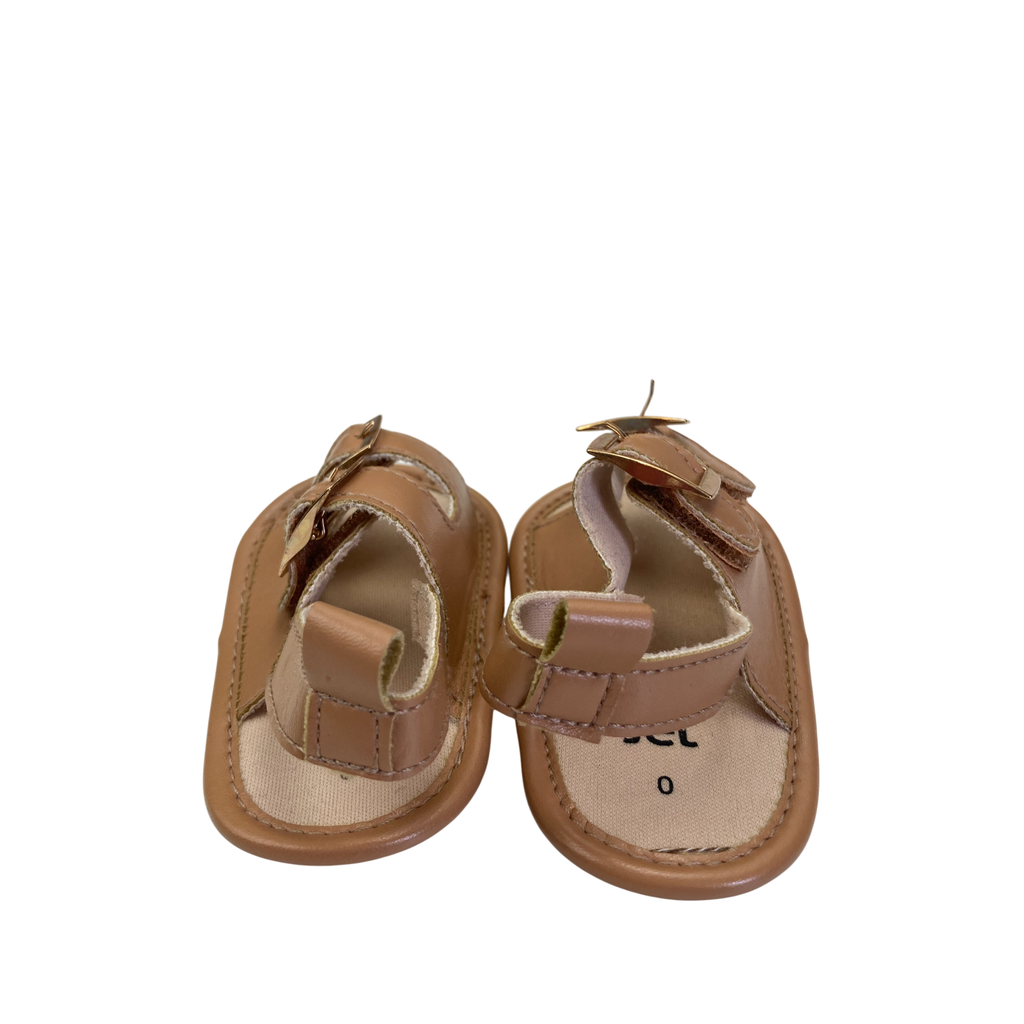 Size 0 - Tan Pleather Double Buckle Sandals - Jet