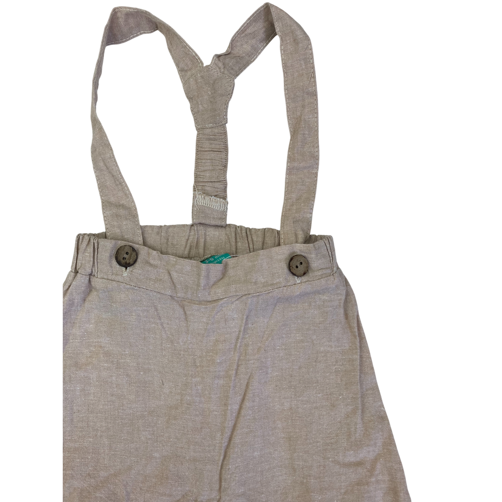 3-6M Beige Linen Blend Suspender Shorts - Ackermans