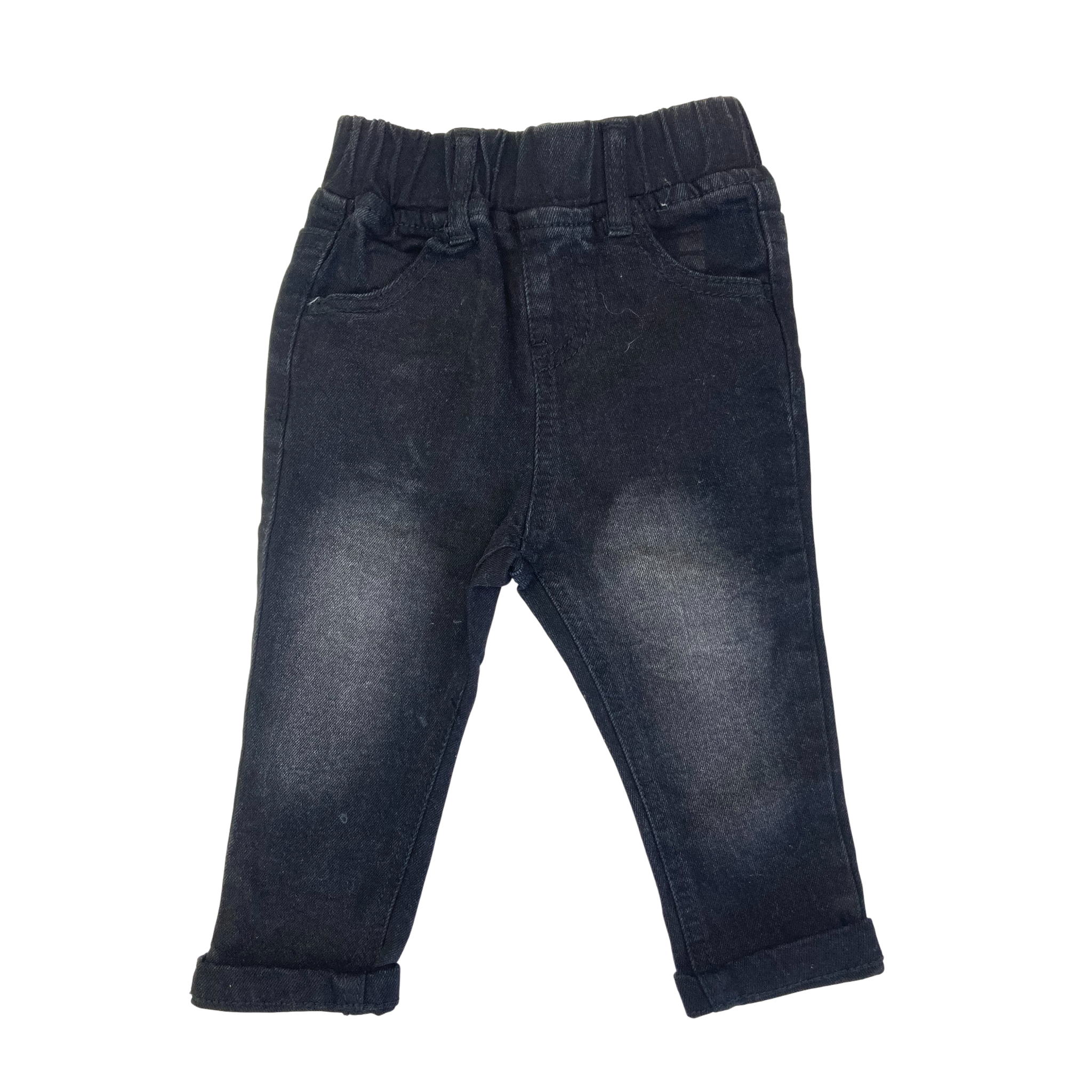 6-9M Black Denim Skinny Jeggings - OneTwoThree