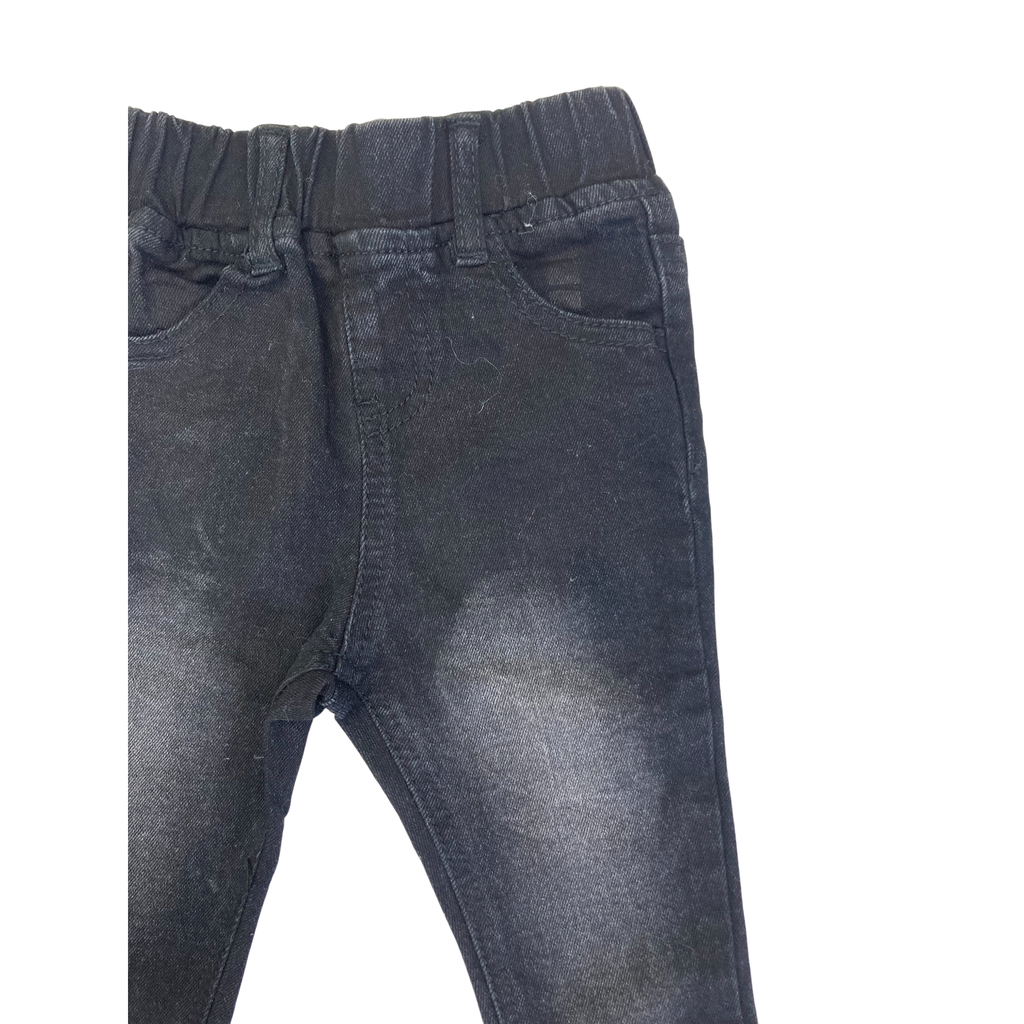 6-9M Black Denim Skinny Jeggings - OneTwoThree