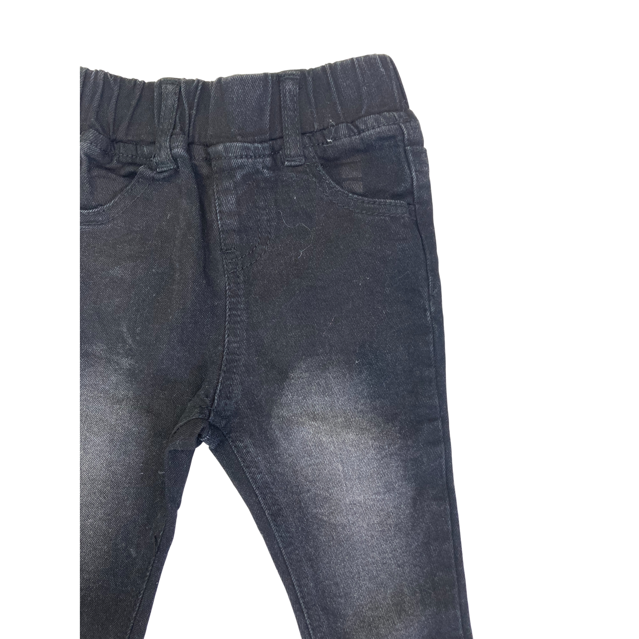 6-9M Black Denim Skinny Jeggings - OneTwoThree