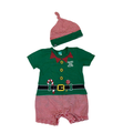 3-6M Green & Red "Santa's Little Helper" Romper & Beanie - Ackermans