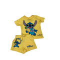 0-3M Yellow Stitch T Shirt & Shorts Set - Real