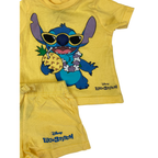 0-3M Yellow Stitch T Shirt & Shorts Set - Real
