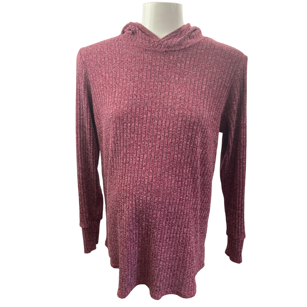 Large - Mauve Ribbed Knit Maternity Hoodie - Tummies Maternity Wear